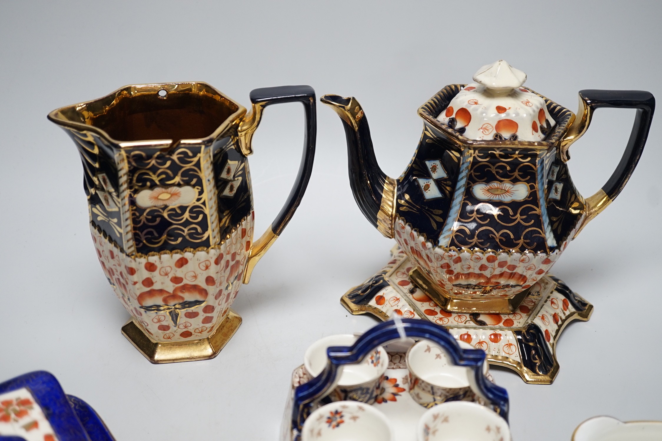 A quantity of Imari pattern ceramics including Ridgways